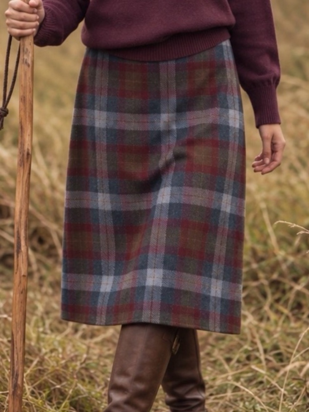 Vintage 80s 90s Blair Plaid Wool Blend Midi Skirt NWT Equestrian Academia, S